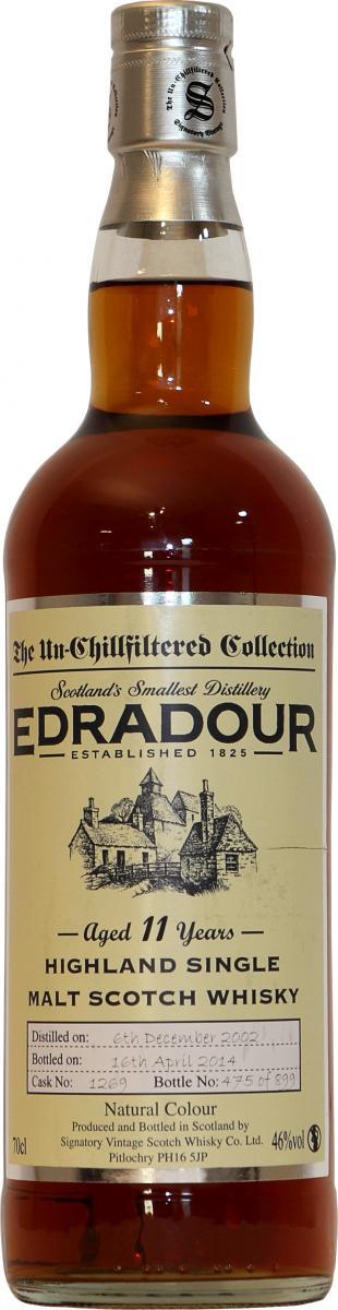 Edradour 2002 SV  The Un-Chillfiltered Collection