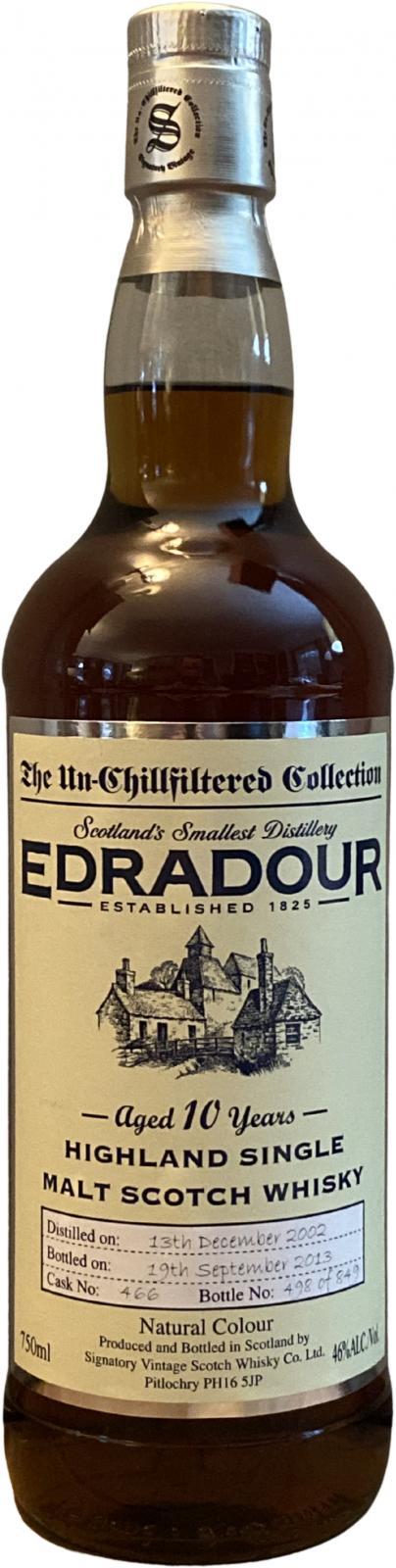 Edradour 2002 SV  The Un-Chillfiltered Collection
