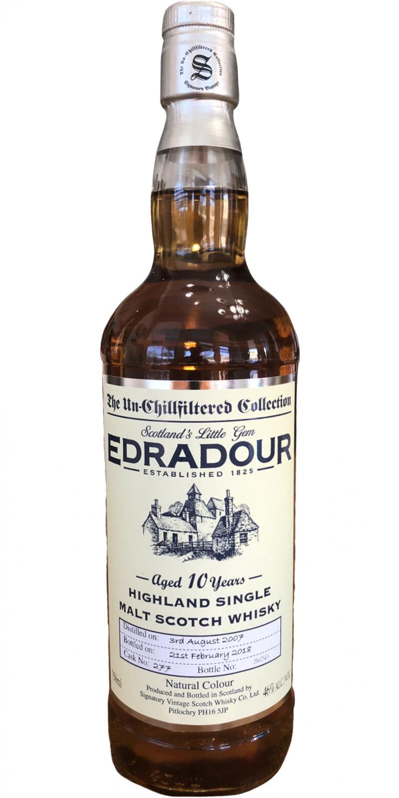 Edradour 2007 SV  The Un-Chillfiltered Collection