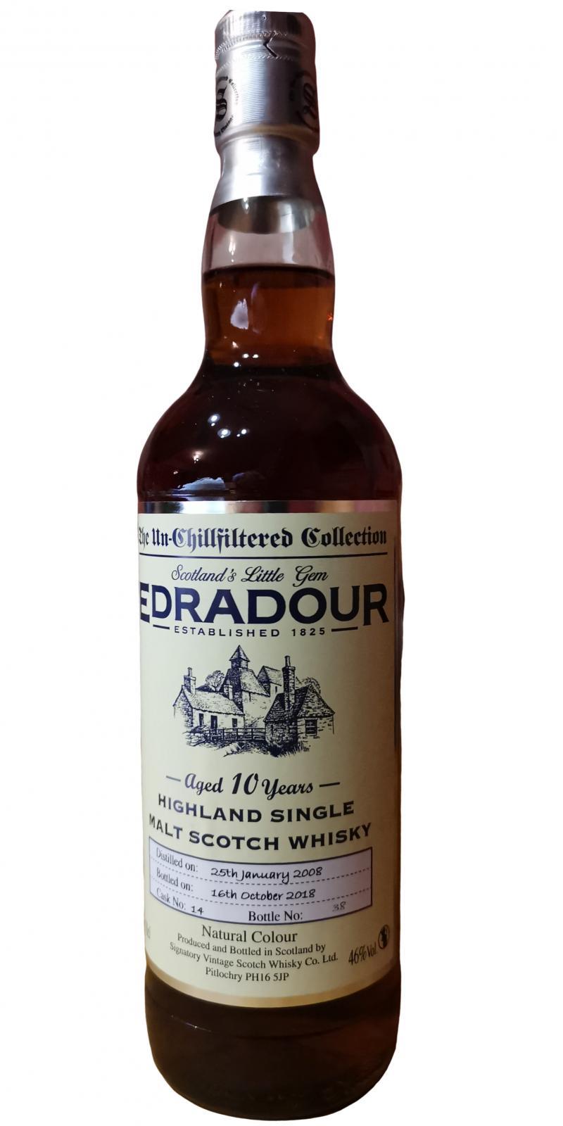 Edradour 2008 SV  The Un-Chillfiltered Collection