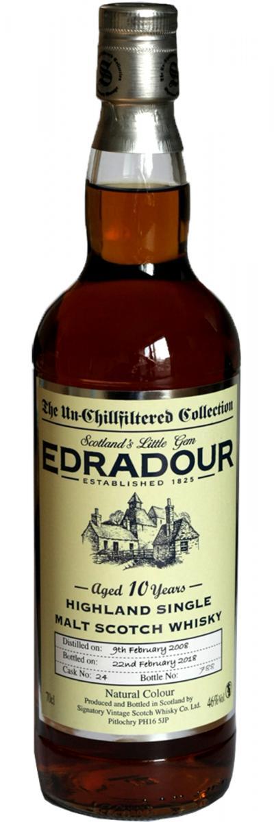 Edradour 2008 SV  The Un-Chillfiltered Collection