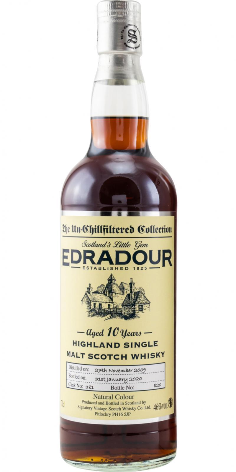 Edradour 2009 SV  The Un-Chillfiltered Collection