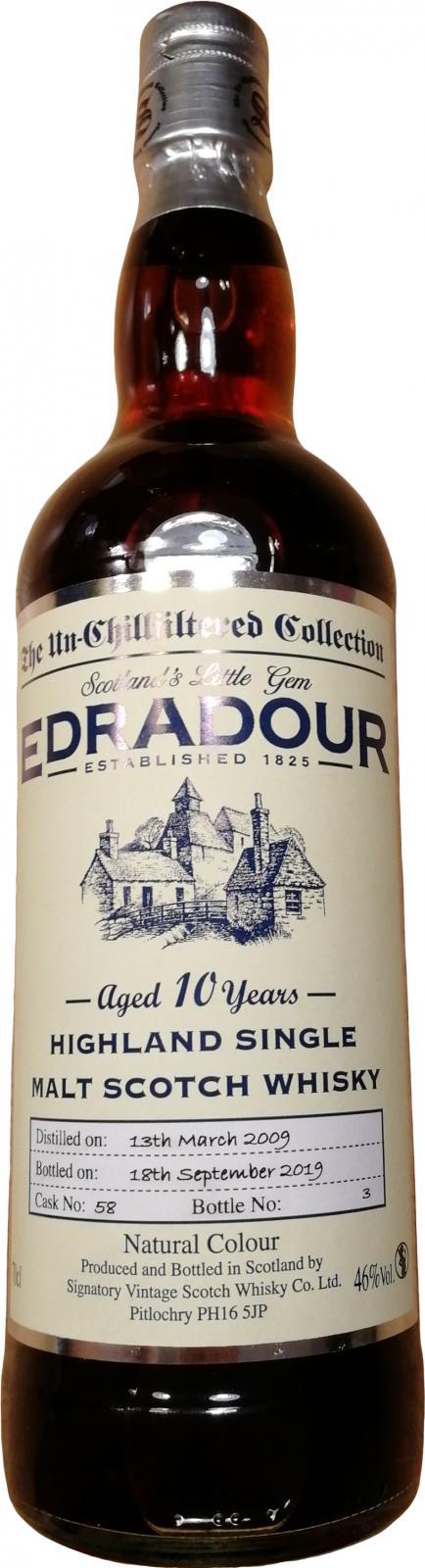 Edradour 2009 SV  The Un-Chillfiltered Collection