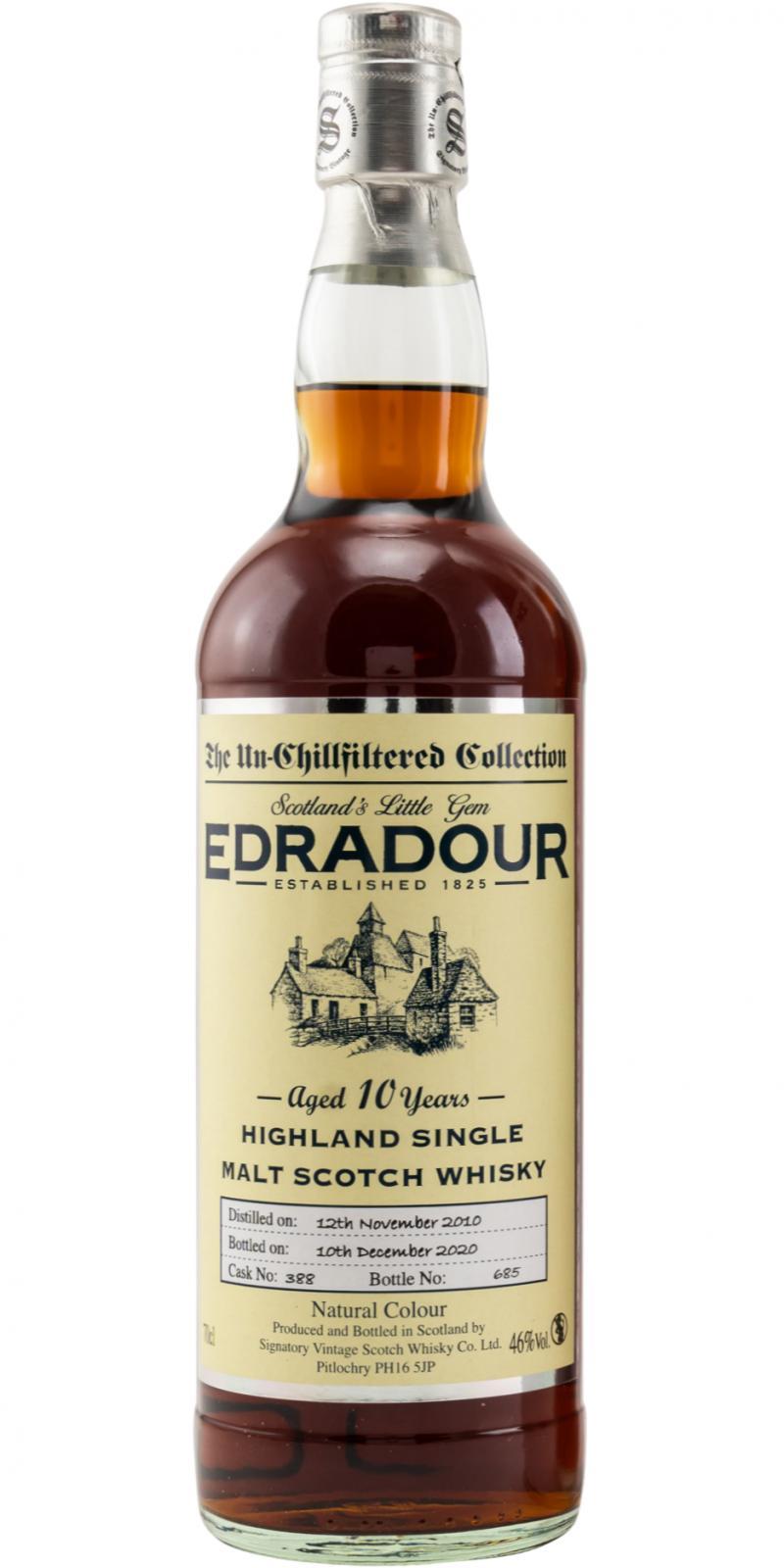 Edradour 2010 SV  The Un-Chillfiltered Collection