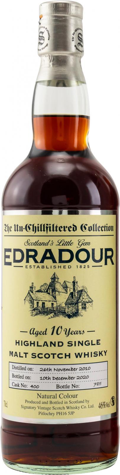 Edradour 2010 SV  The Un-Chillfiltered Collection