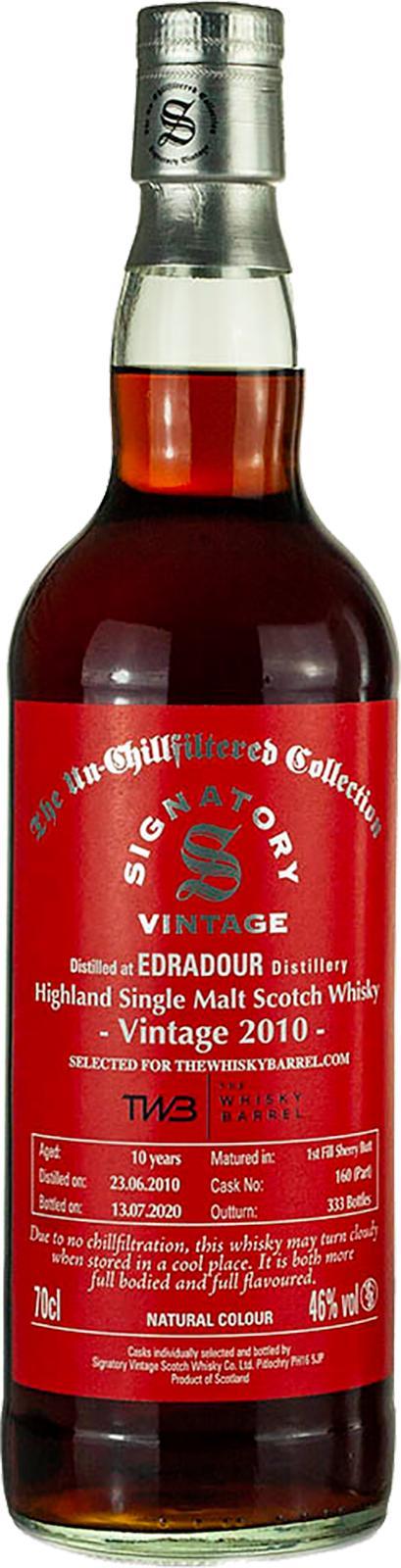 Edradour 2010 SV  The Un-Chillfiltered Collection