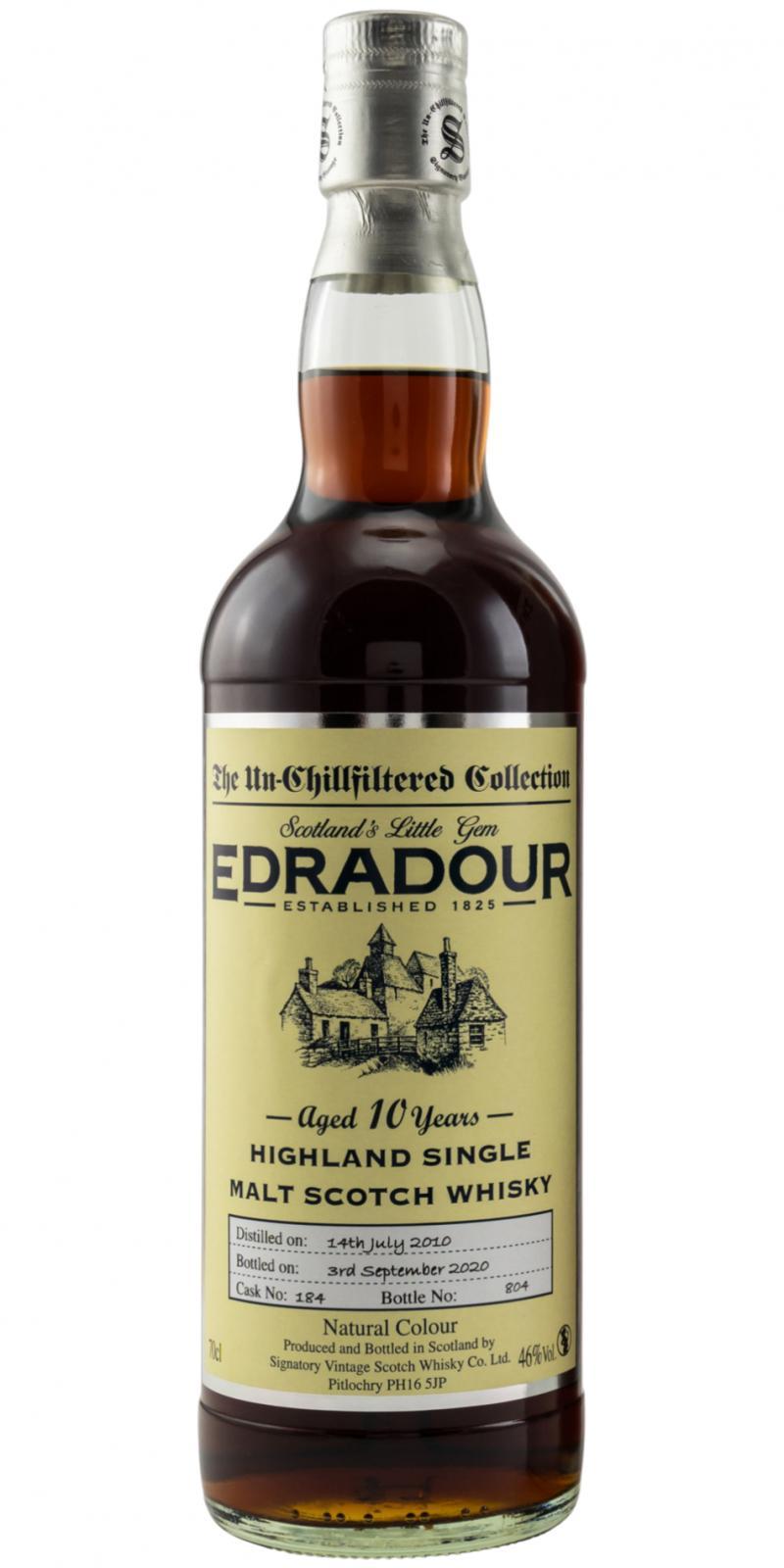 Edradour 2010 SV  The Un-Chillfiltered Collection