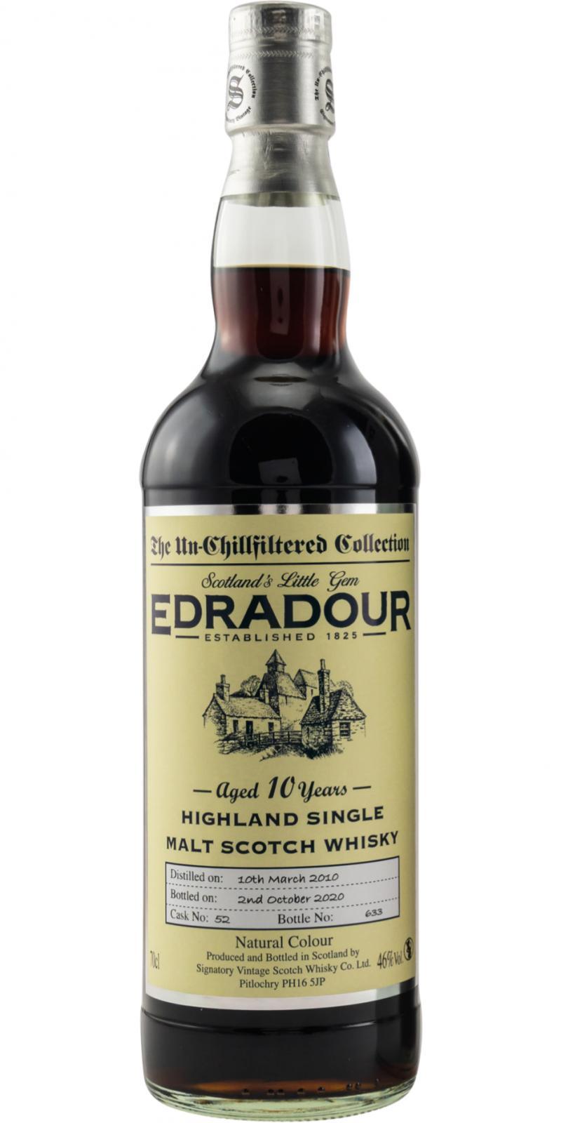 Edradour 2010 SV  The Un-Chillfiltered Collection