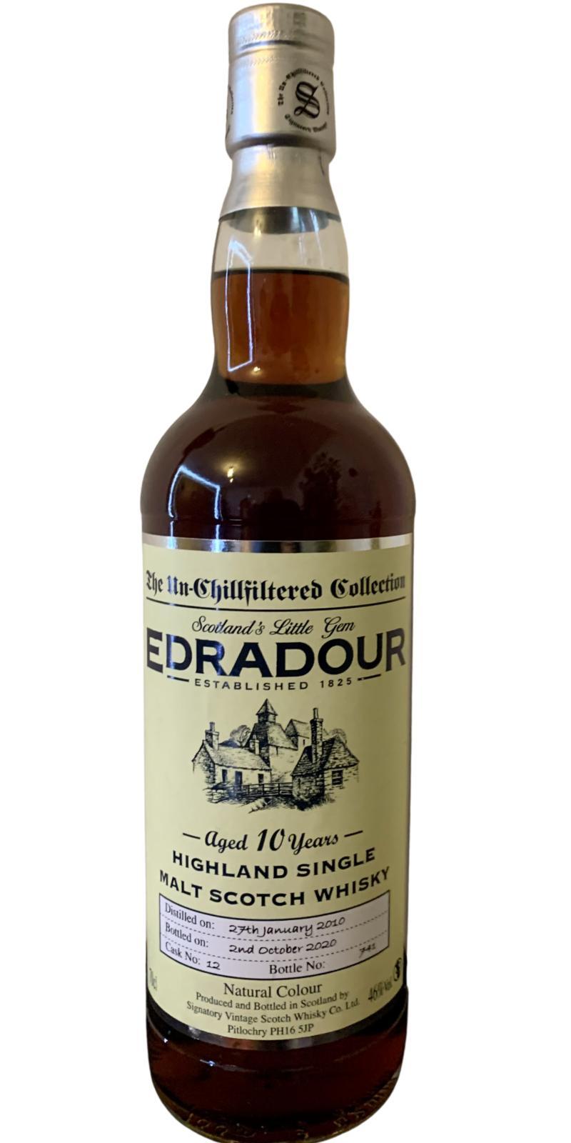 Edradour 2010 SV  The Un-Chillfiltered Collection