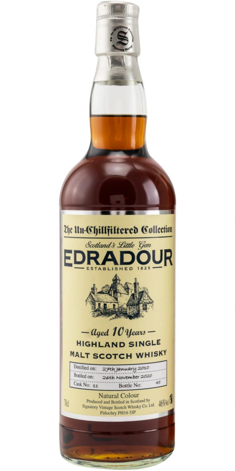 Edradour 2010 SV  The Un-Chillfiltered Collection