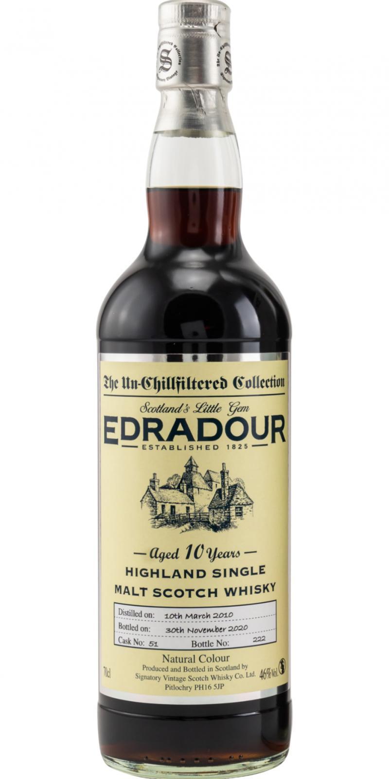 Edradour 2010 SV  The Un-Chillfiltered Collection