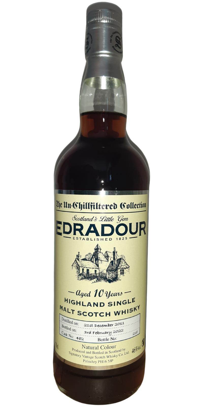 Edradour 2011 SV  The Un-Chillfiltered Collection