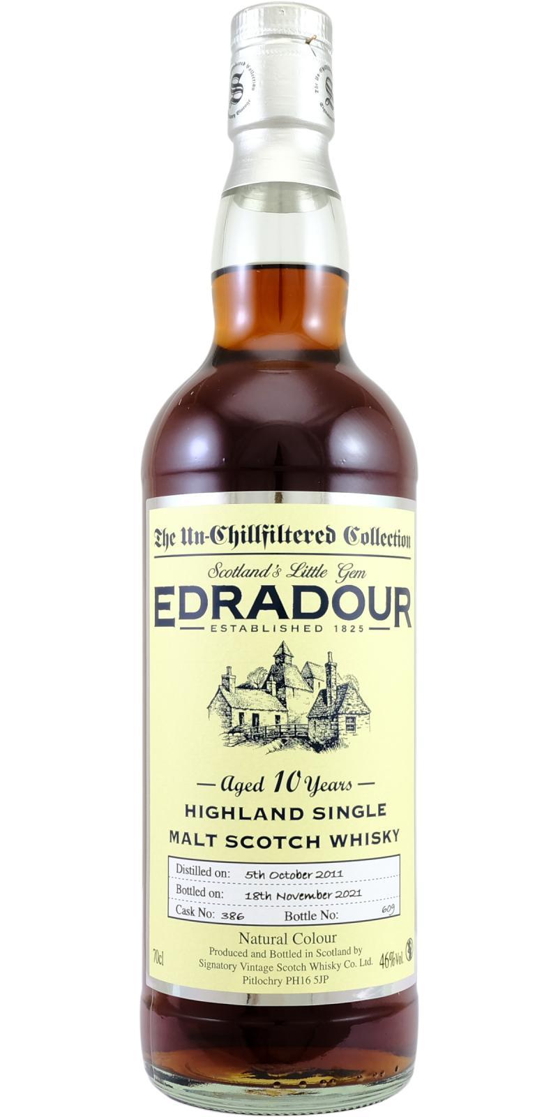 Edradour 2011 SV  The Un-Chillfiltered Collection