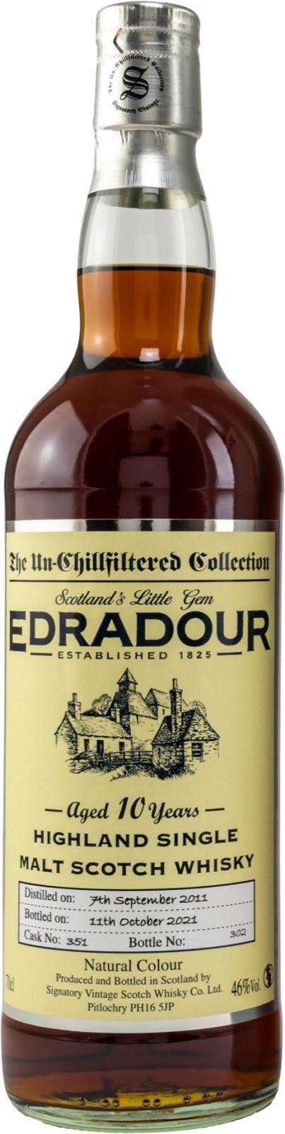 Edradour 2011 SV  The Un-Chillfiltered Collection