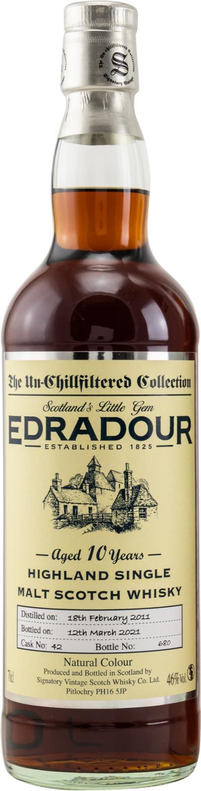 Edradour 2011 SV  The Un-Chillfiltered Collection