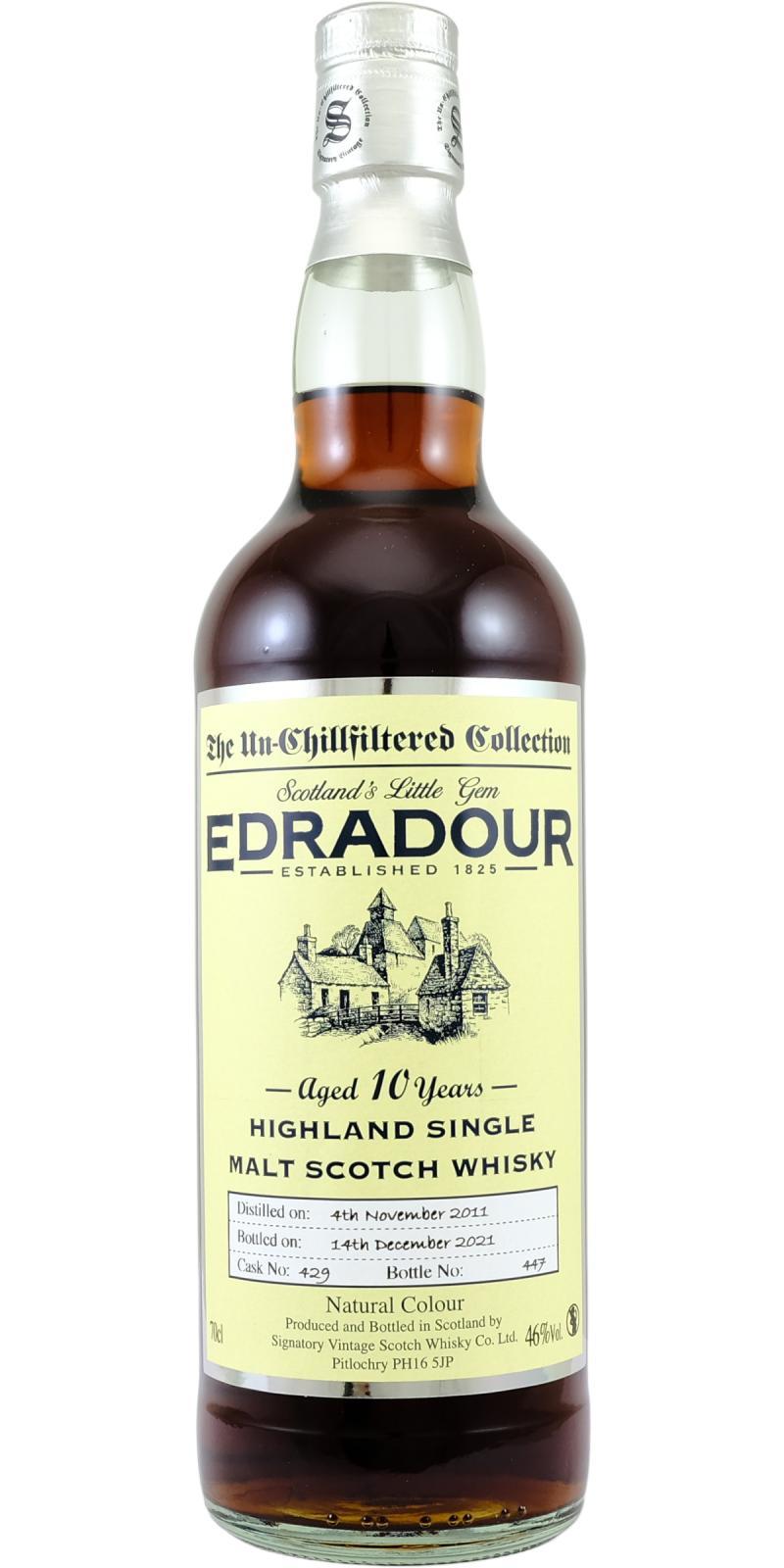 Edradour 2011 SV  The Un-Chillfiltered Collection