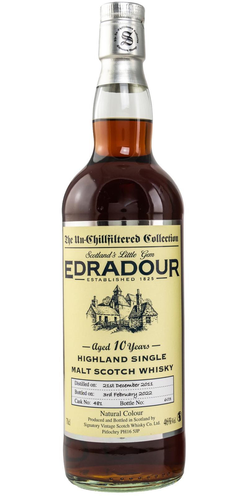 Edradour 2011 SV  The Un-Chillfiltered Collection