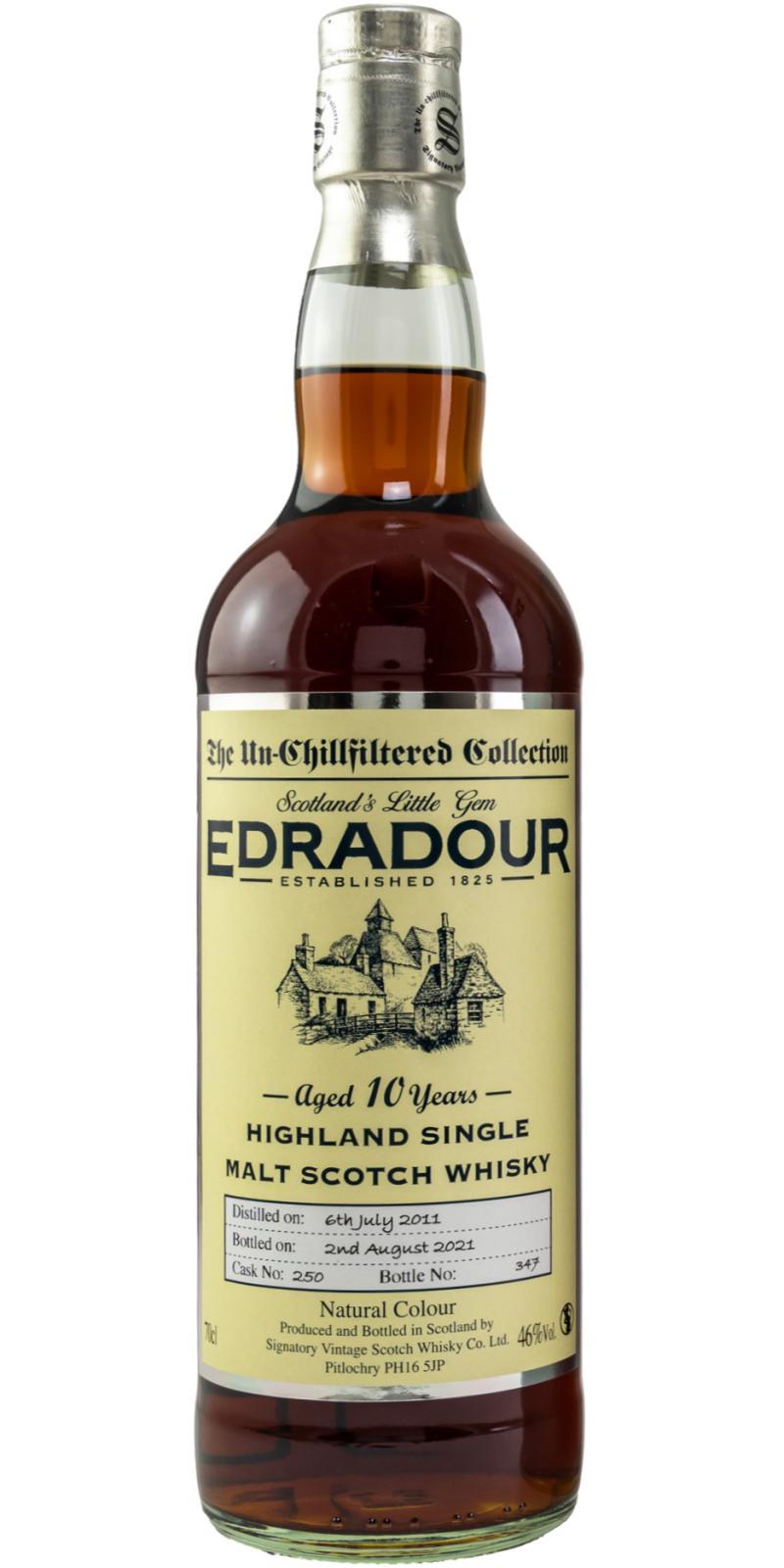 Edradour 2011 SV  The Un-Chillfiltered Collection