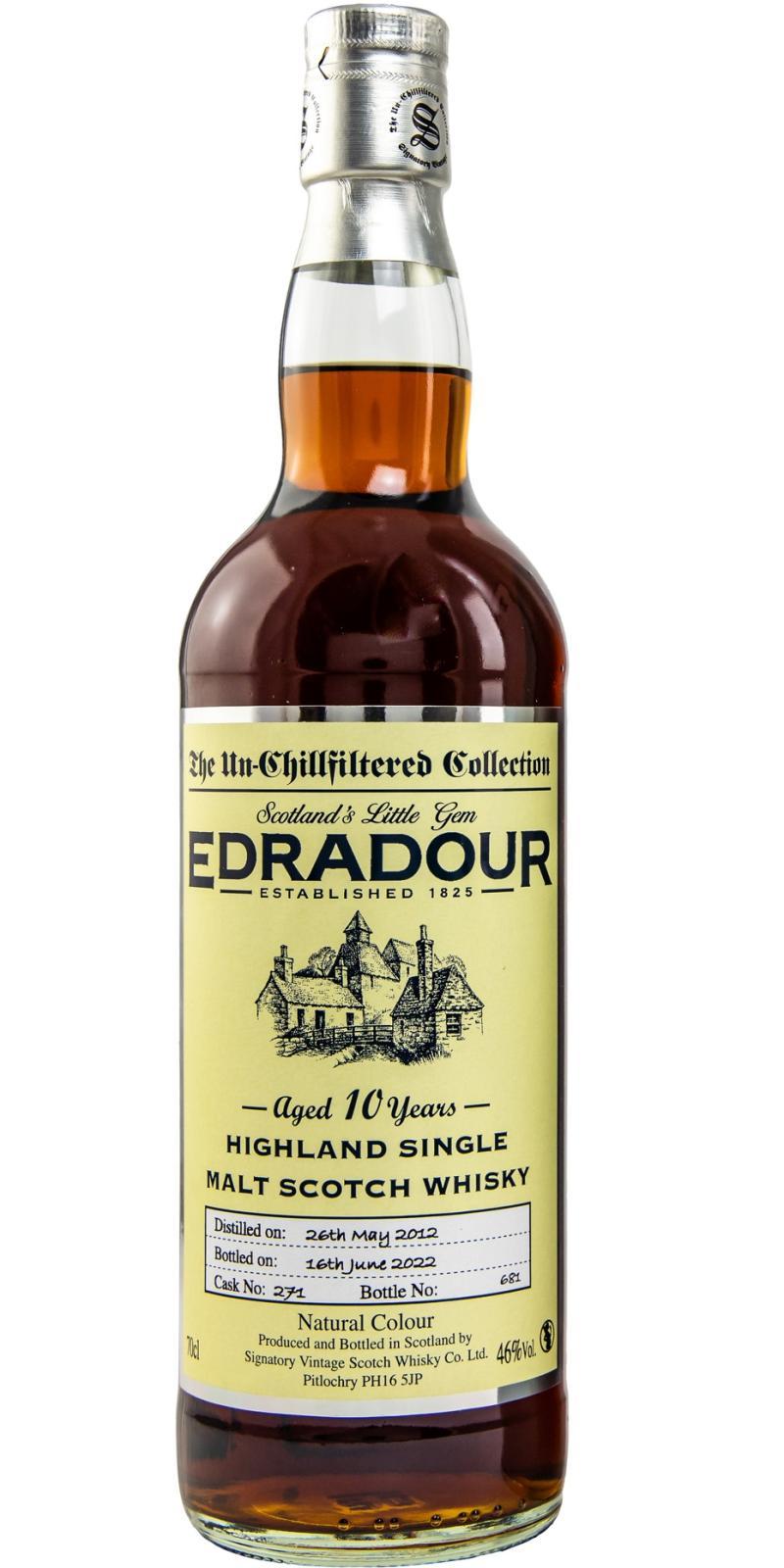 Edradour 2012 SV  The Un-Chillfiltered Collection