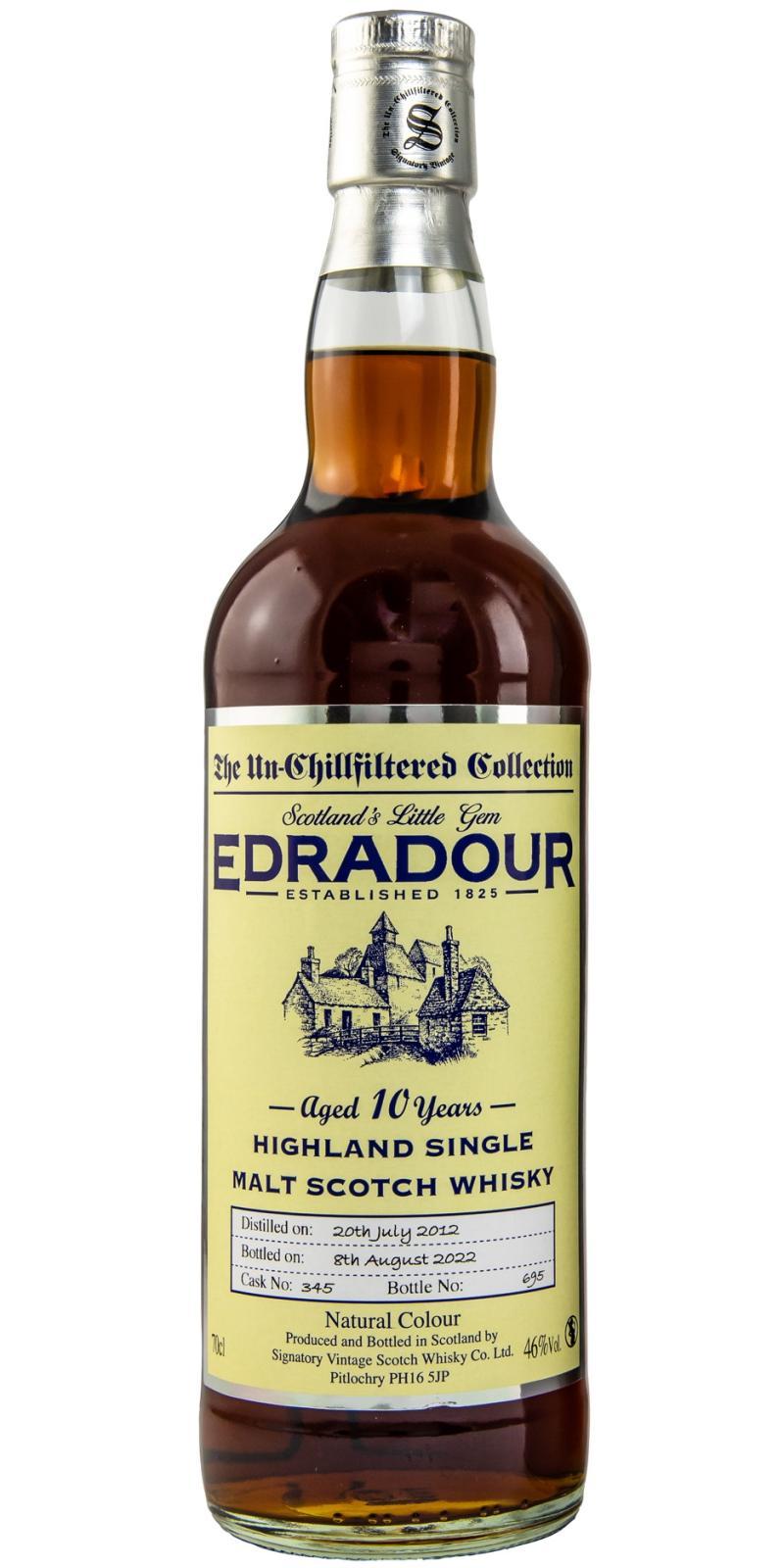 Edradour 2012 SV  The Un-Chillfiltered Collection