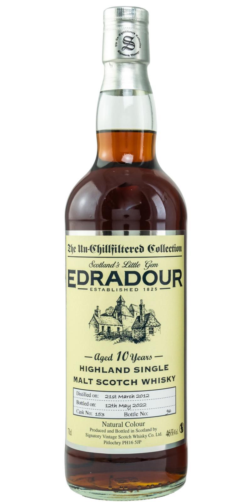 Edradour 2012 SV  The Un-Chillfiltered Collection