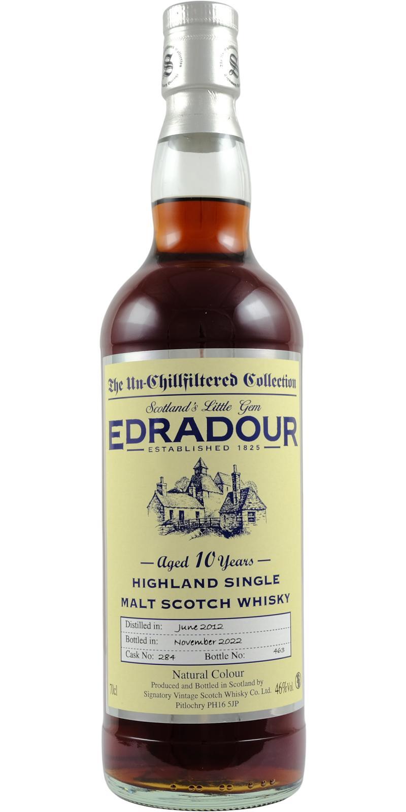 Edradour 2012 SV  The Un-Chillfiltered Collection