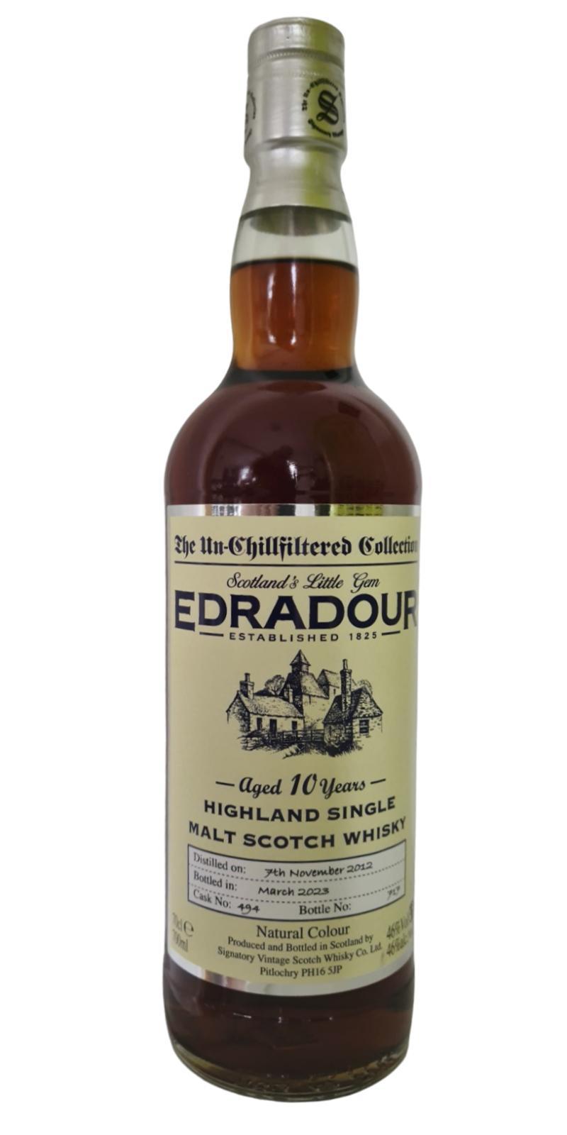 Edradour 2012 SV  The Un-Chillfiltered Collection