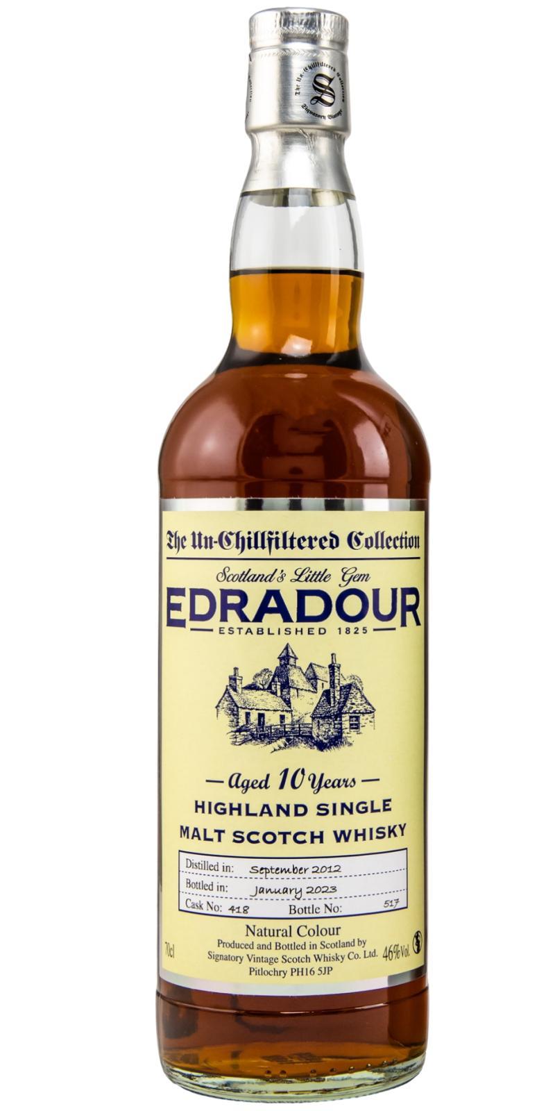 Edradour 2012 SV  The Un-Chillfiltered Collection