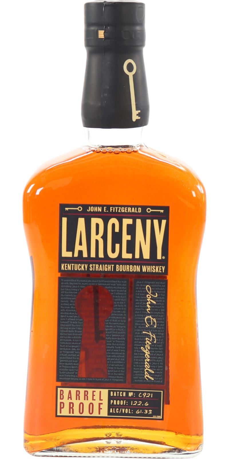 John E. Fitzgerald Larceny Barrel Proof  Kentucky Straight Bourbon Whiskey