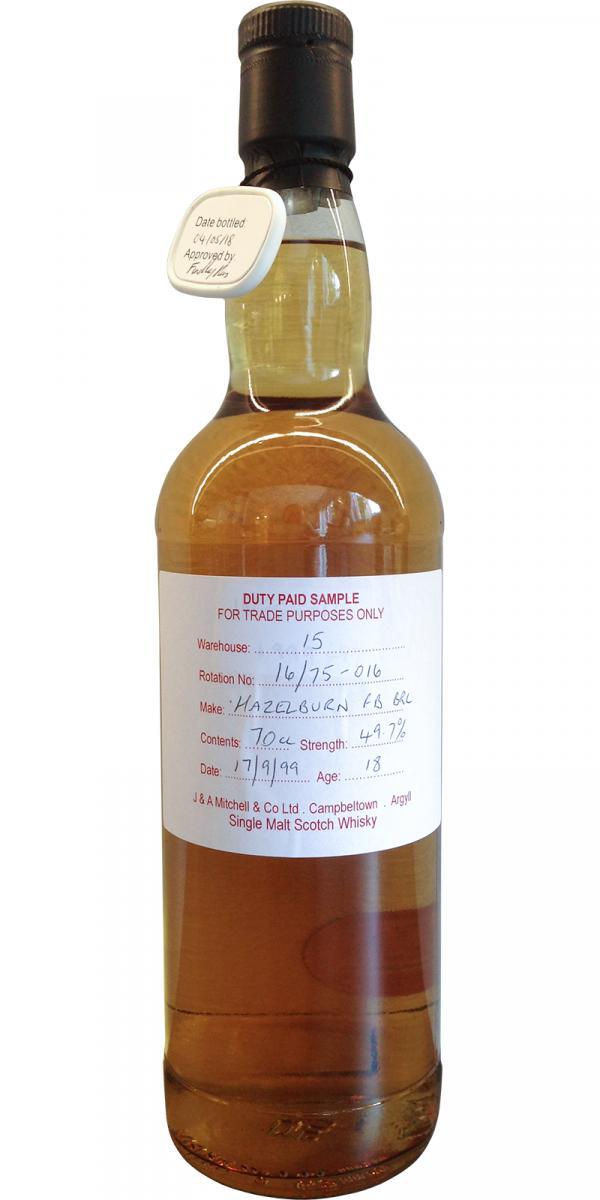 Hazelburn 1999 Duty Paid Sample - For Trade Purposes Only