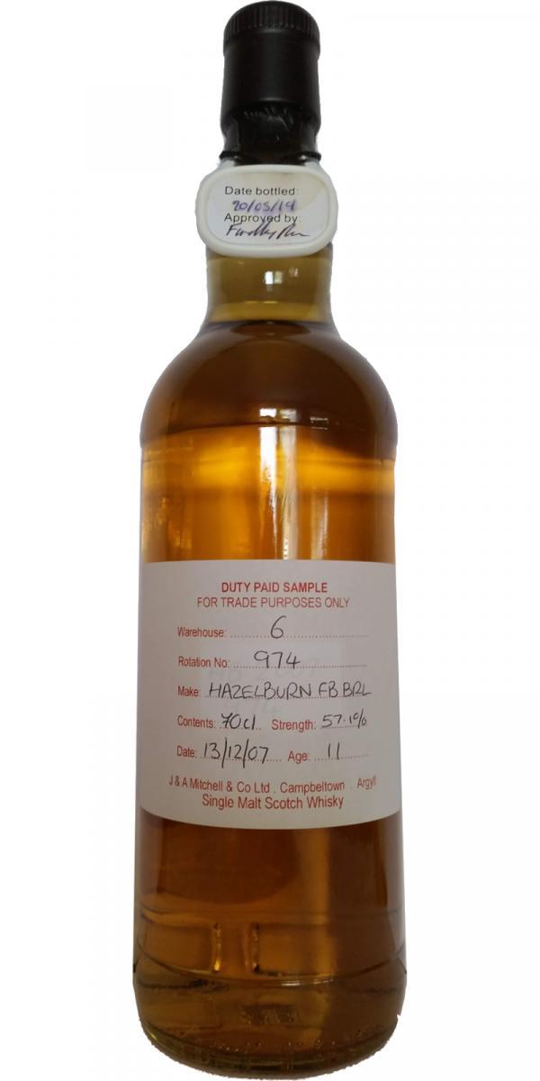 Hazelburn 2007 Duty Paid Sample - For Trade Purposes Only