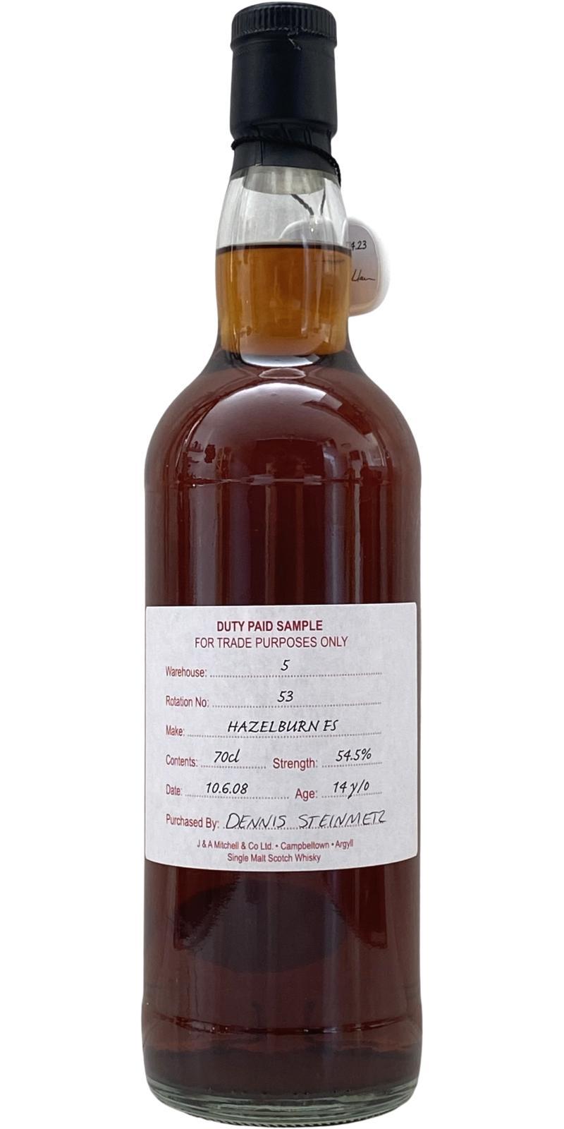 Hazelburn 2008 Duty Paid Sample - For Trade Purposes Only