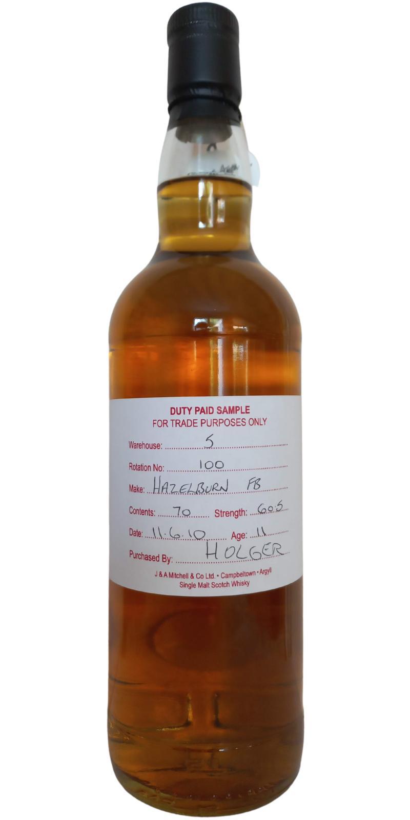 Hazelburn 2010 Duty Paid Sample - For Trade Purposes Only
