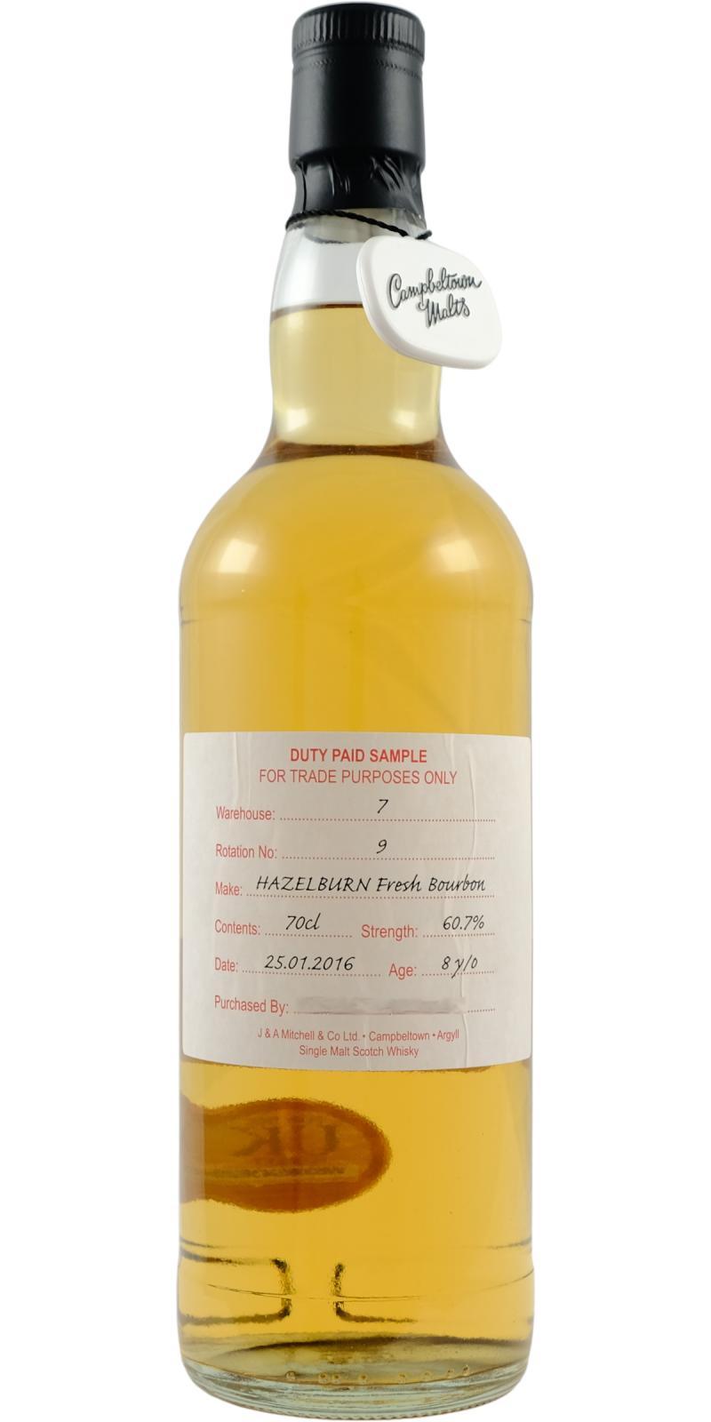 Hazelburn 2016 Duty Paid Sample - For Trade Purposes Only