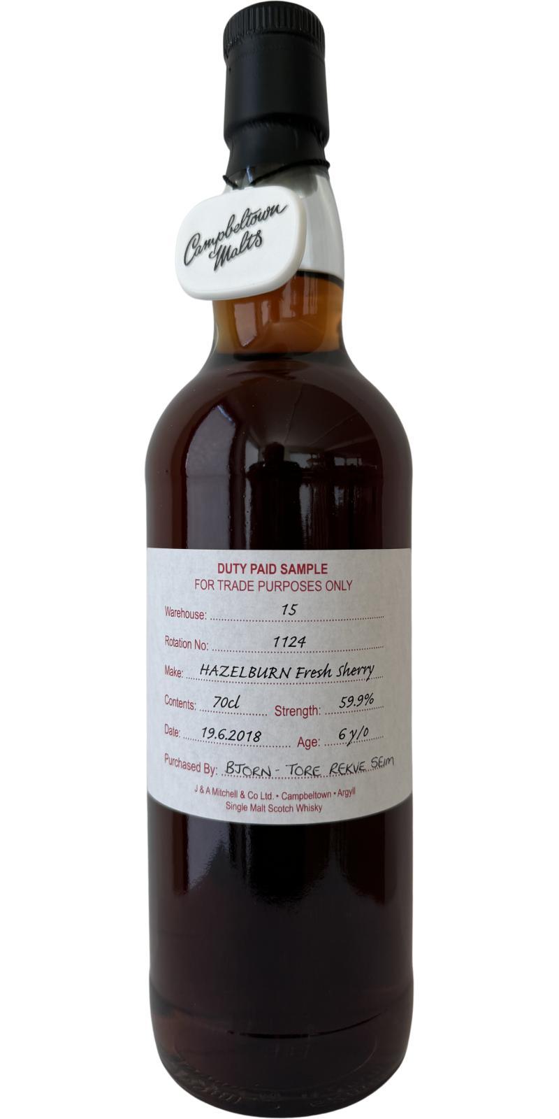 Hazelburn 2018 Duty Paid Sample - For Trade Purposes Only