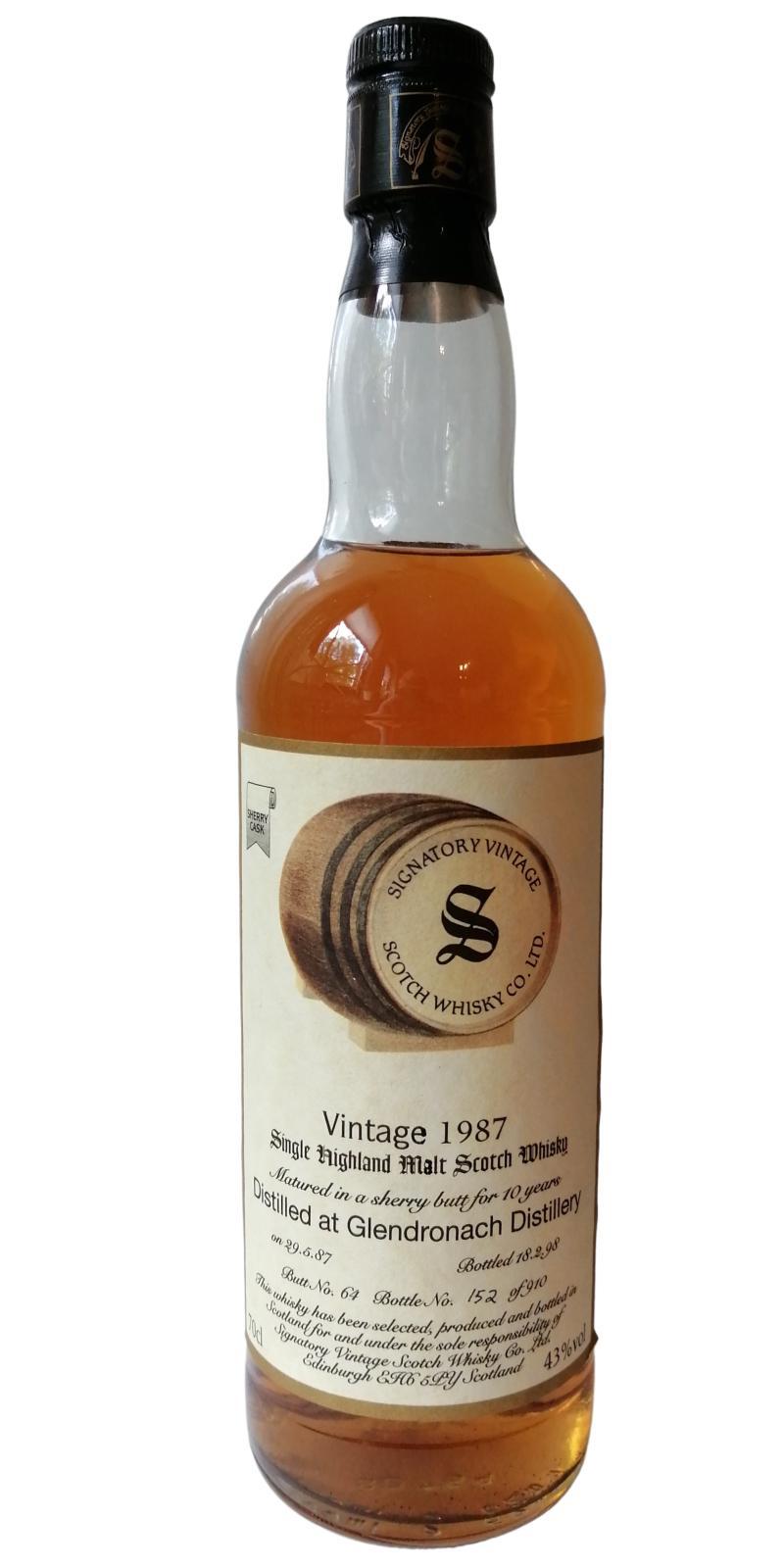 Glendronach 1987 SV  Vintage Collection