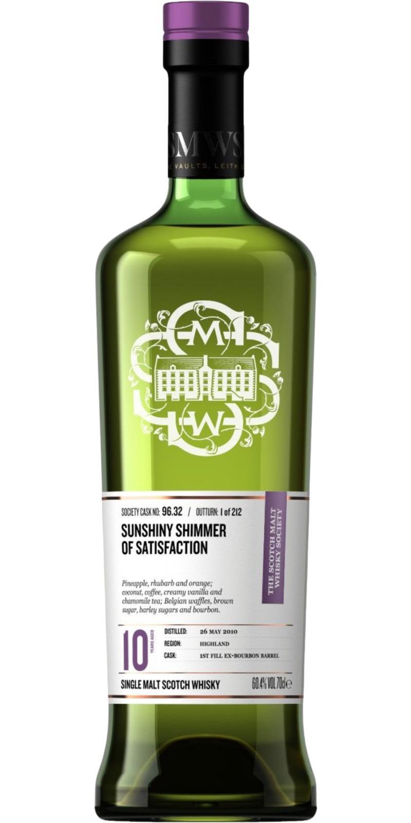 Glendronach 2010 SMWS 96.32  Sunshiny shimmer of satisfaction