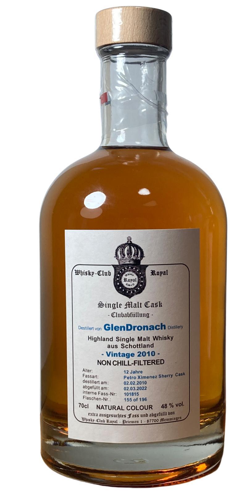 Glendronach 2010 WCR  Club filling