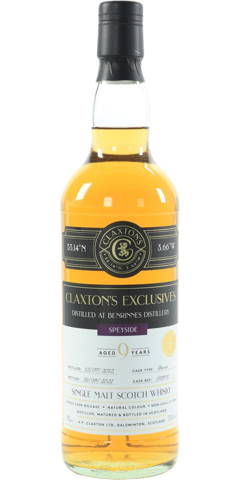 Benrinnes 2012 Cl Claxton's Exclusives