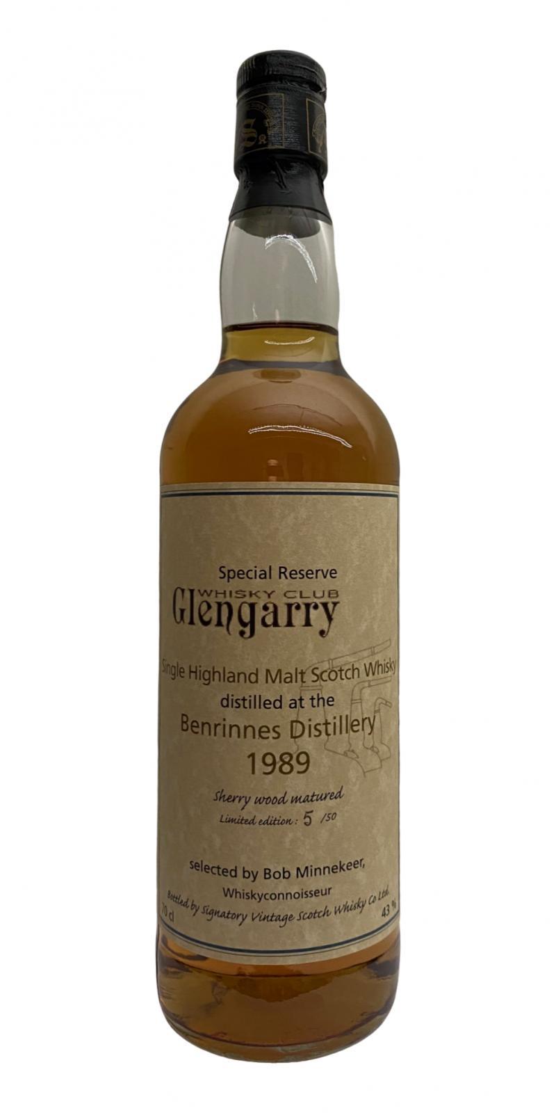 Benrinnes 1989 sv The Glengarry whisky club