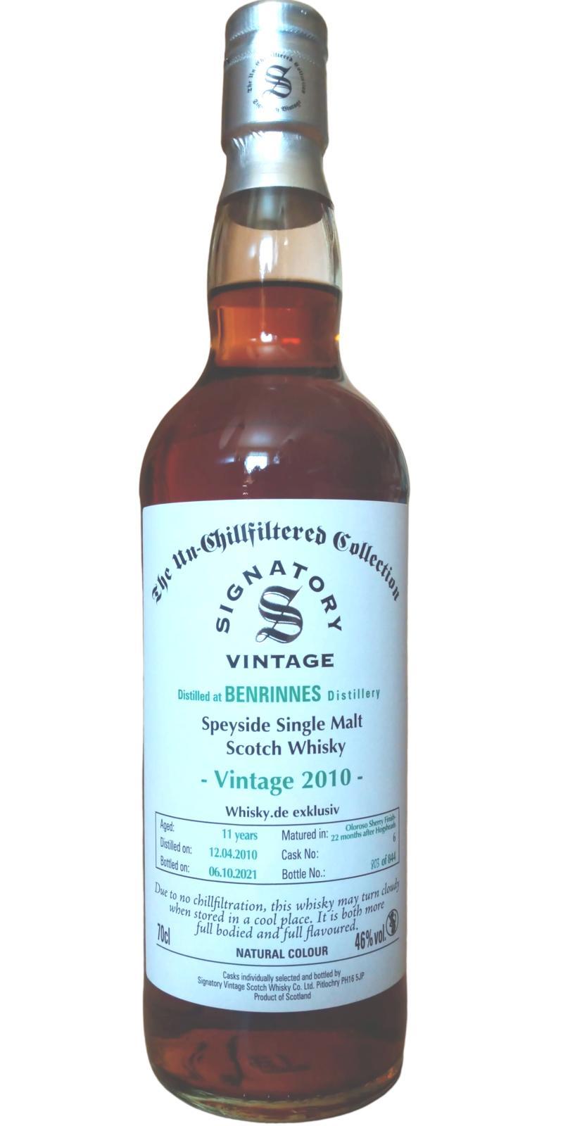 Benrinnes 2010 SV The Un-Chillfiltered Collection