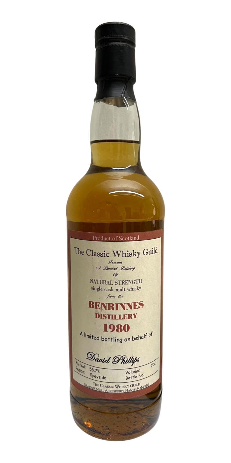 Benrinnes 1980 CWG A limited bottling on behalf of David Phillips