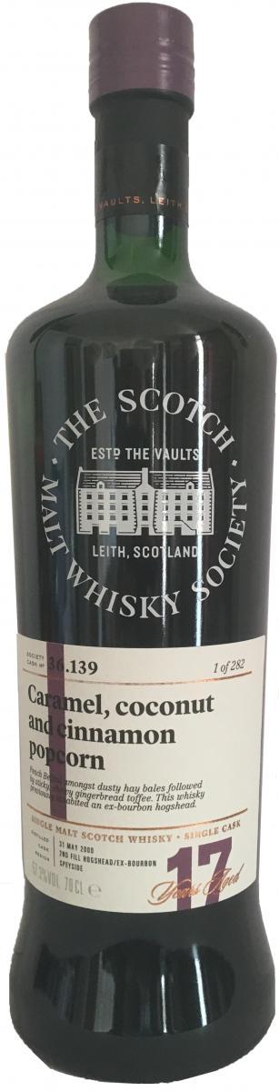 Benrinnes 2000 SMWS 36.139 Caramel, coconut and cinnamon popcorn