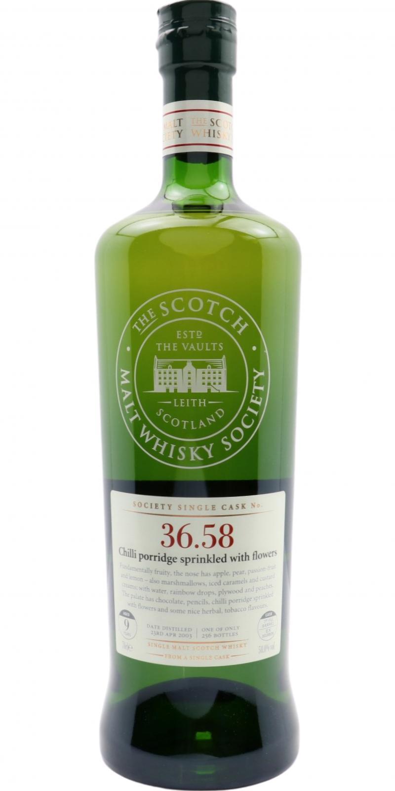 Benrinnes 2003 SMWS 36.58 Chilli porridge sprinkled with flowers