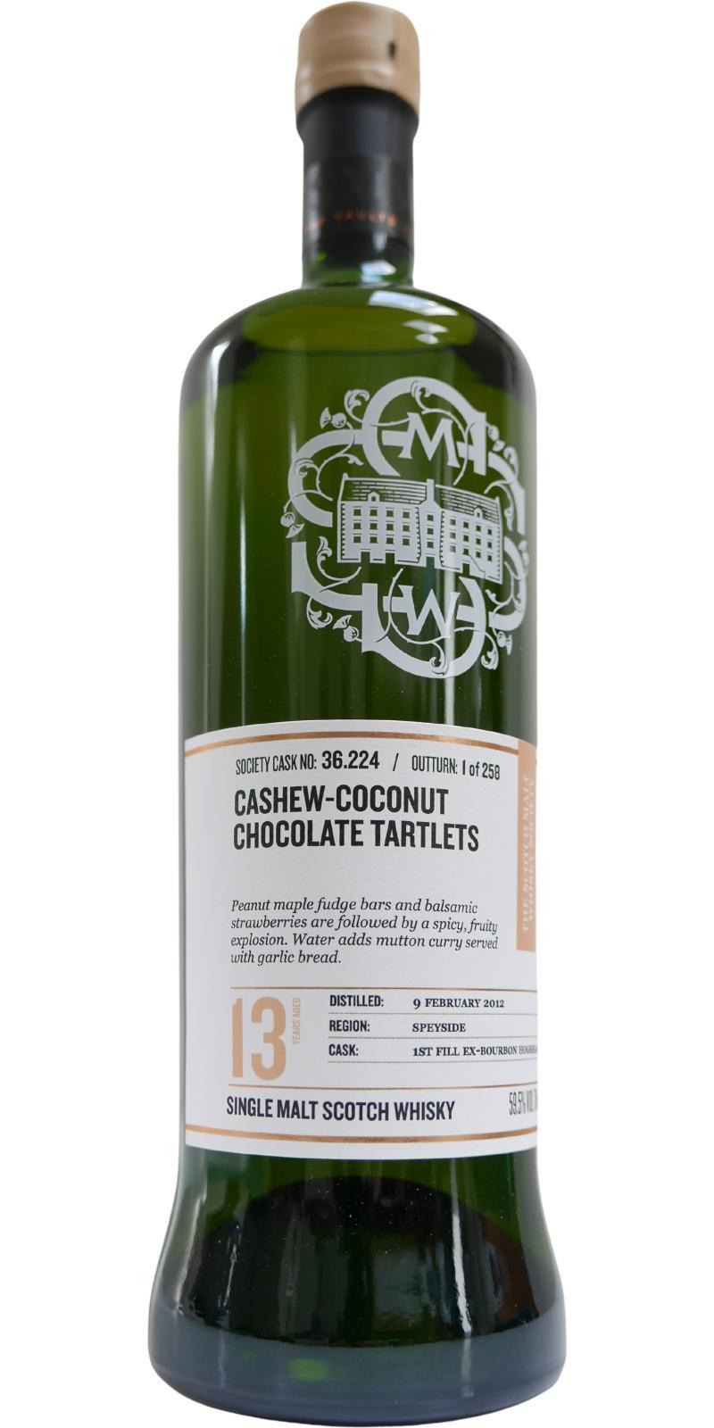 Benrinnes 2012 SMWS 36.224 Cashew-coconut chocolate tartlets