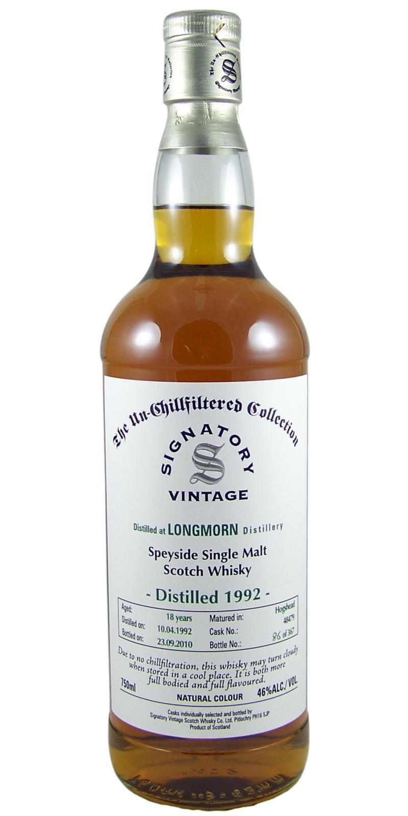 Longmorn 1992 SV The Un-Chillfiltered Collection