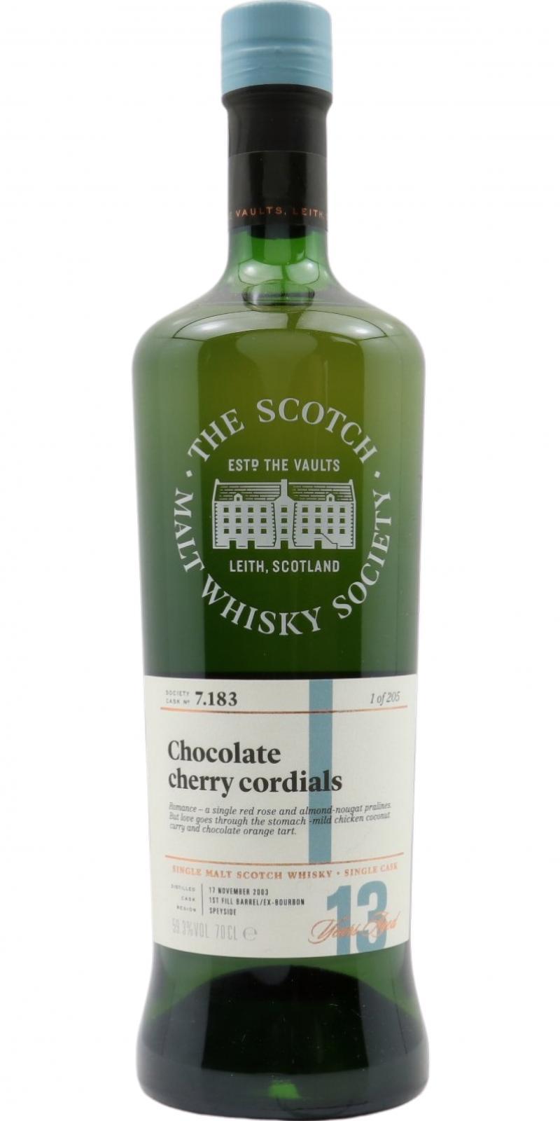 Longmorn 2003 SMWS 7.183 Chocolate cherry cordials