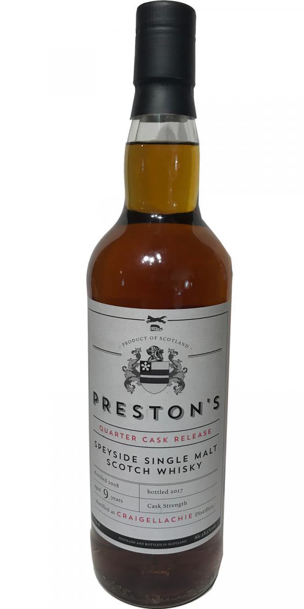 Craigellachie 2008 Bewh  Preston's - Quarter Cask Release