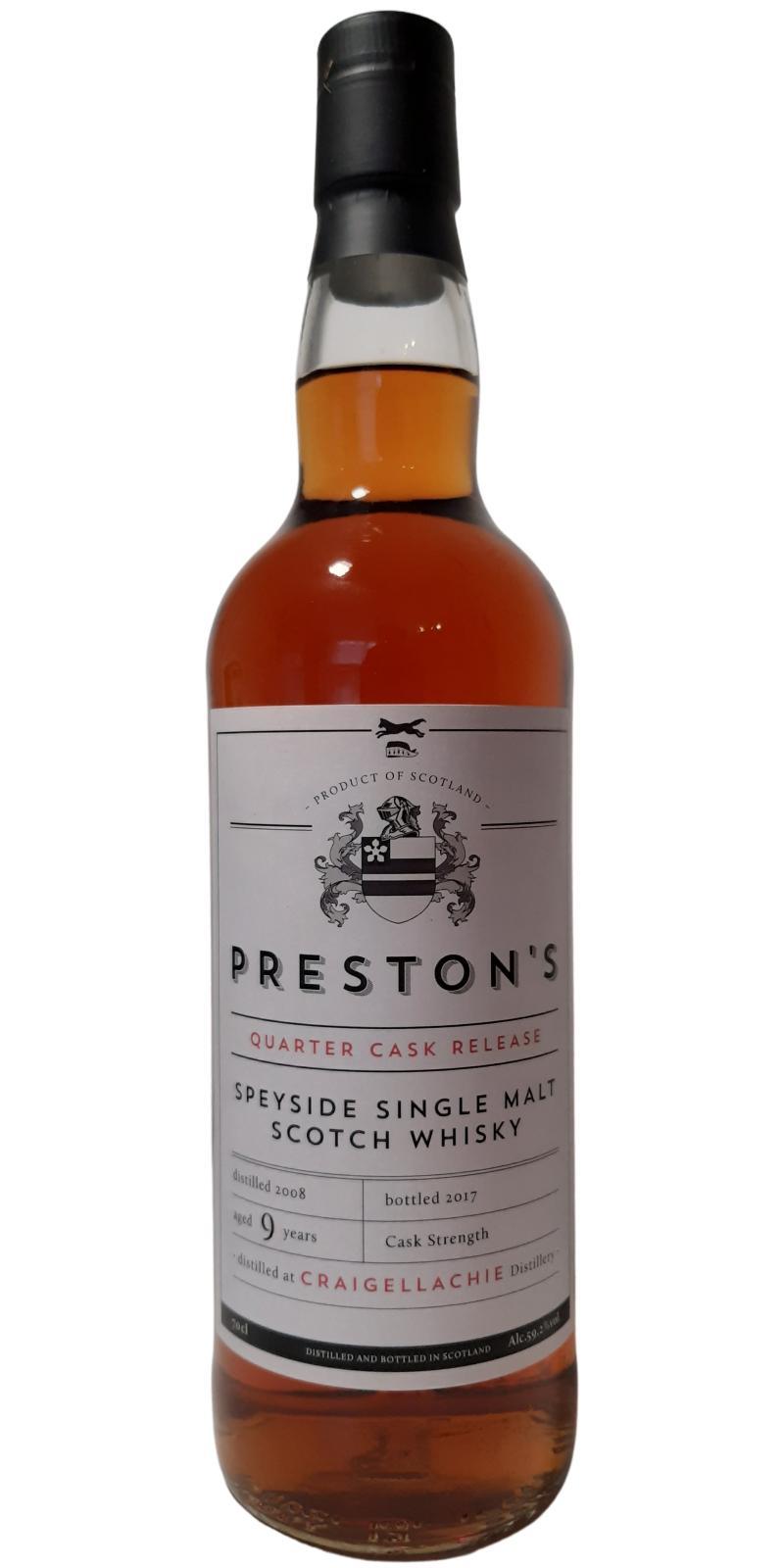 Craigellachie 2008 Bewh  Preston's - Quarter Cask Release