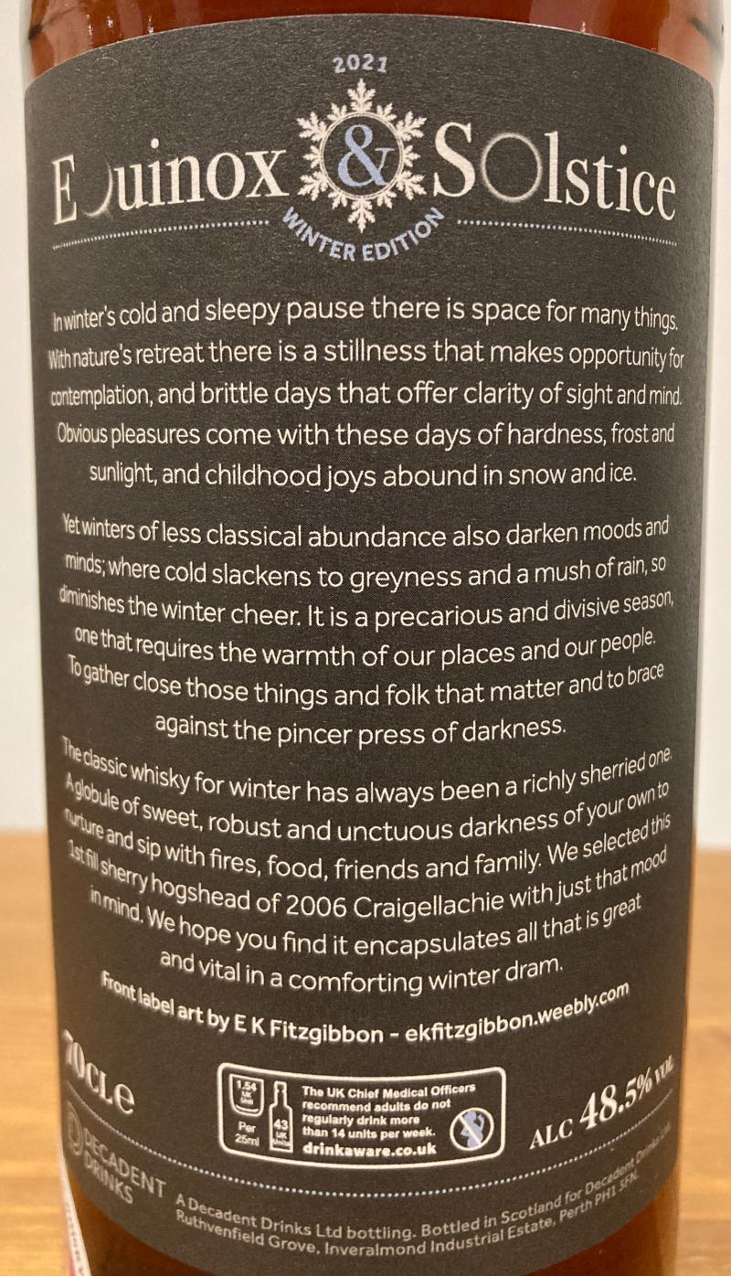Craigellachie 2006 DeDr  Equinox & Solstice Winter Edition